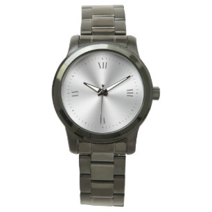 Shiny Metallic Black Roman Numerals Watch