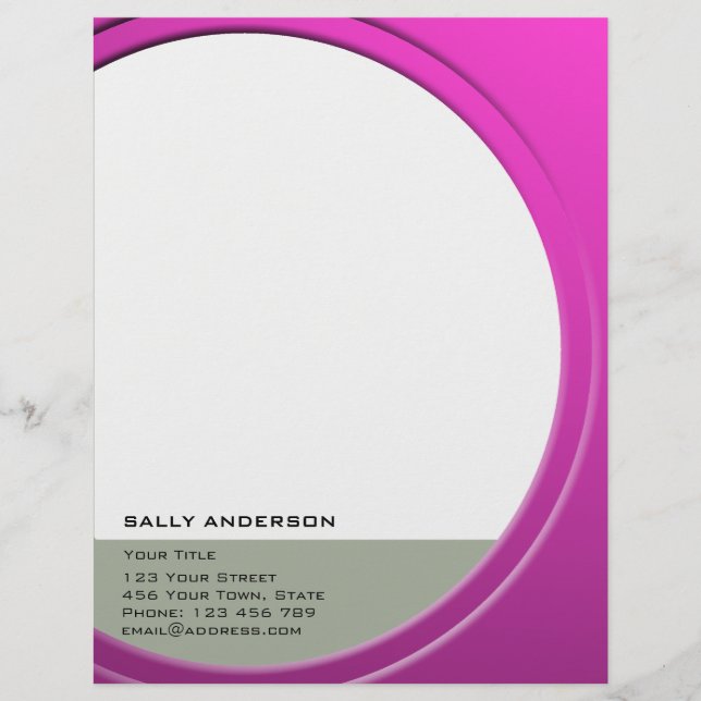 Shiny Metallic Customisable any Text and Colour Personalized Letterhead (Front)