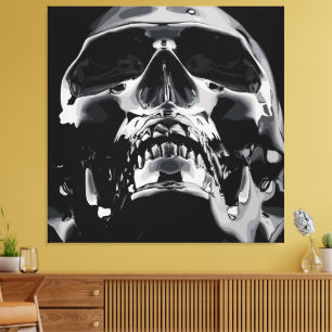 Shiny Metallic Skull Artwork Canvas Print