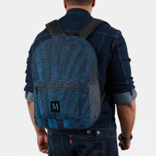 Shiny metallic vibrant blue abstract Monogram Printed Backpack