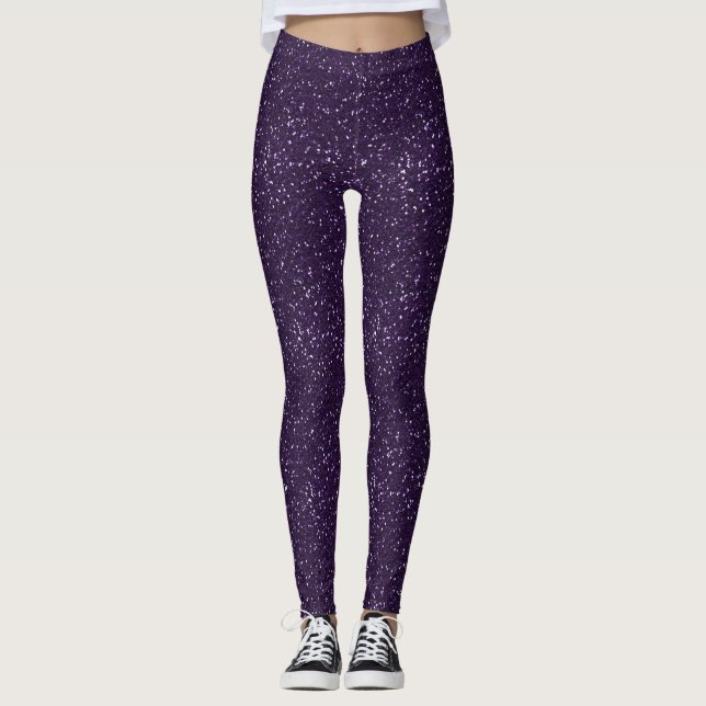 Shiny Midnight Purple Glitter Leggings (Front)