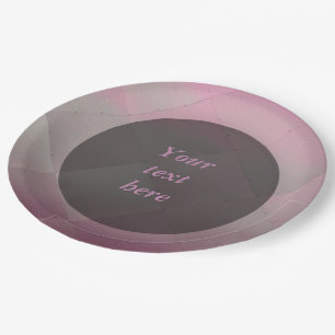 Shiny Modern Chequered Metal Pink any Text Paper Plate