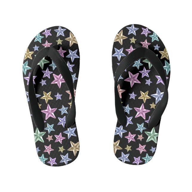 Shiny Multicolor Stars Kid's Jandals (Footbed)
