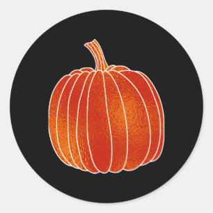 Shiny Orange Autumn Pumpkin Black ANY COLOR Favour Classic Round Sticker