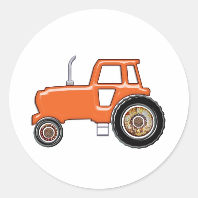Shiny Orange Tractor Classic Round Sticker (Front)