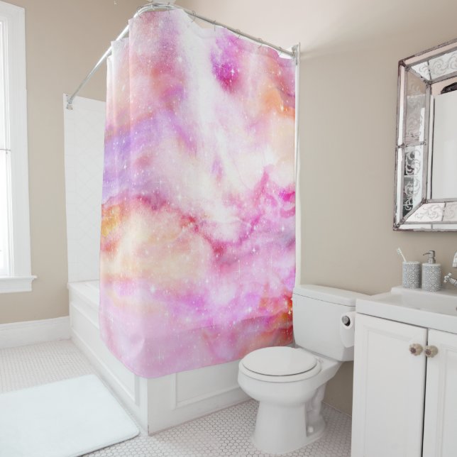 Shiny Pink Background  Shower Curtain (In Situ)