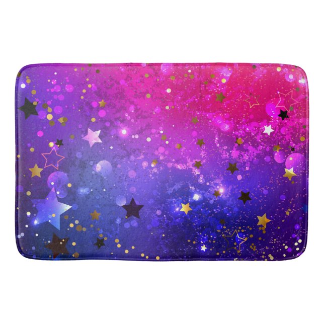 Shiny Pink Blue Background Bath Mat (Front)