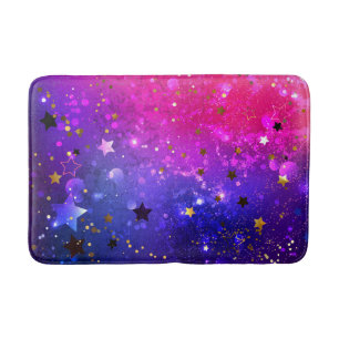 Shiny Pink Blue Background Bath Mat