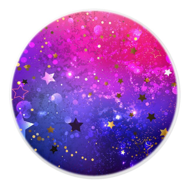 Shiny Pink Blue Background Ceramic Knob (Front)