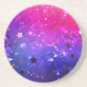 Shiny Pink Blue Background Coaster
