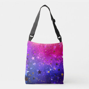 Shiny Pink Blue Background Crossbody Bag