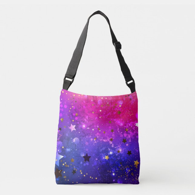 Shiny Pink Blue Background Crossbody Bag (Front)