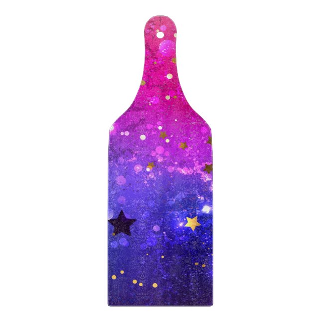 Shiny Pink Blue Background Cutting Board (Front)