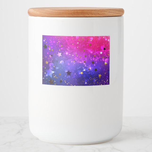 Shiny Pink Blue Background Food Label (Front)
