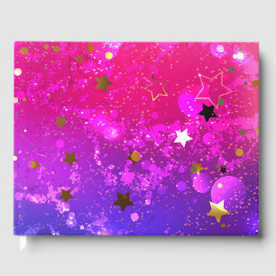 Shiny Pink Blue Background Guest Book