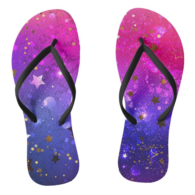 Shiny Pink Blue Background Jandals (Footbed)