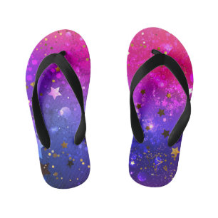 Shiny Pink Blue Background Kid's Jandals