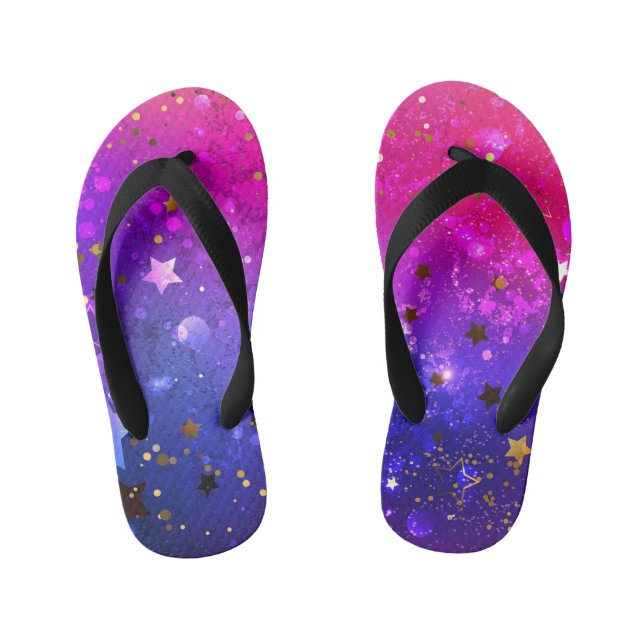 Shiny Pink Blue Background Kid's Jandals (Footbed)