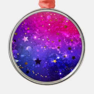 Shiny Pink Blue Background Metal Tree Decoration