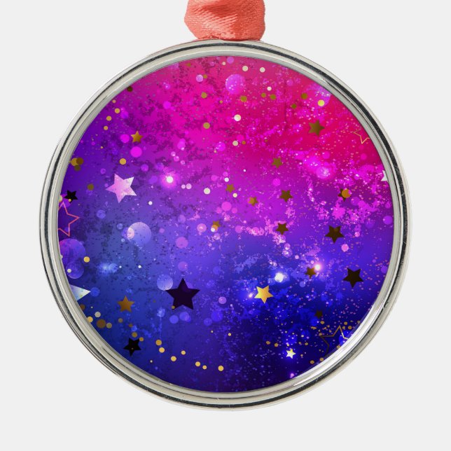 Shiny Pink Blue Background Metal Tree Decoration (Front)