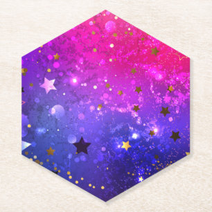 Shiny Pink Blue Background Paper Coaster