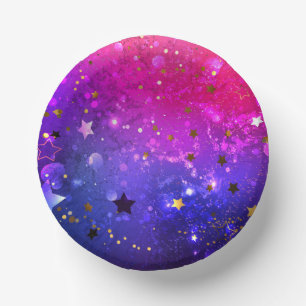 Shiny Pink Blue Background Paper Plate