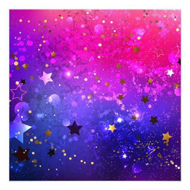 Shiny Pink Blue Background Photo Print (Front)