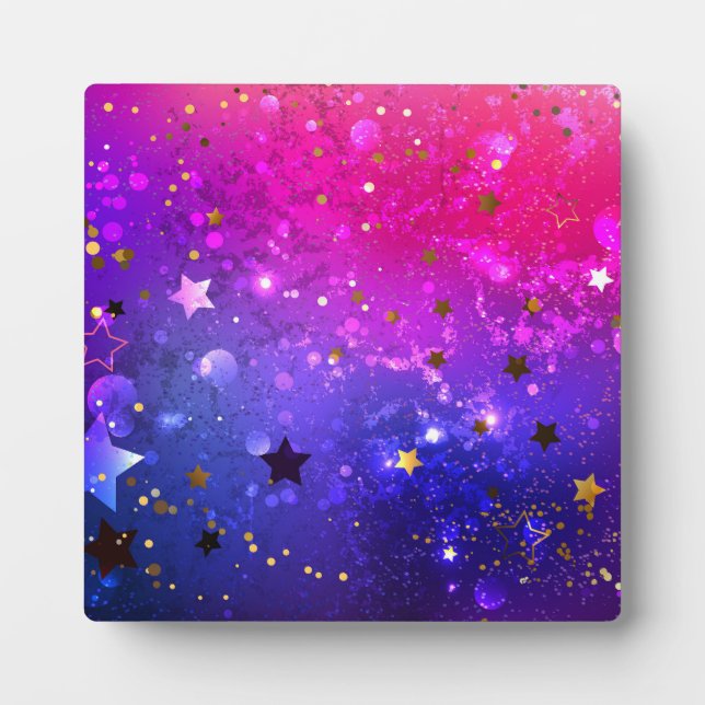 Shiny Pink Blue Background Plaque (Front)