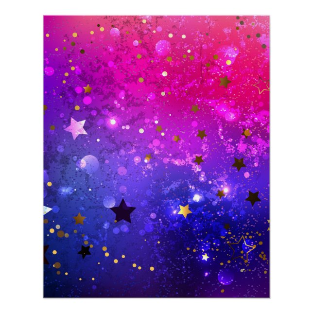 Shiny Pink Blue Background Poster (Front)