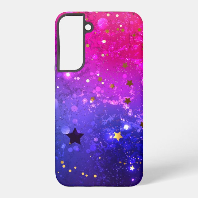 Shiny Pink Blue Background Samsung Galaxy S22+ Case (Back)
