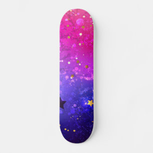 Shiny Pink Blue Background Skateboard