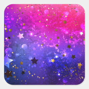 Shiny Pink Blue Background Square Sticker