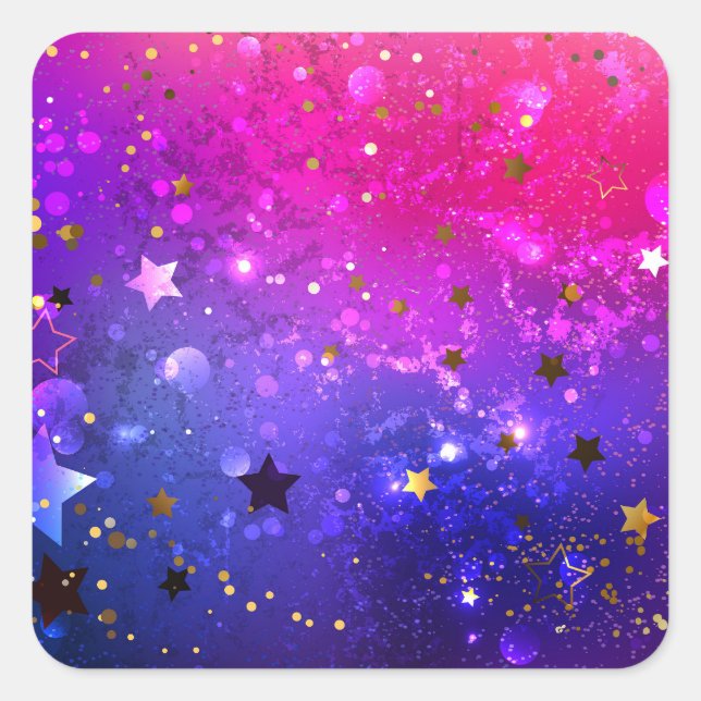 Shiny Pink Blue Background Square Sticker (Front)