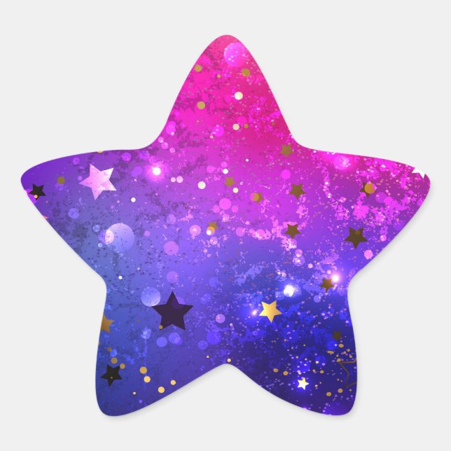 Shiny Pink Blue Background Star Sticker (Front)