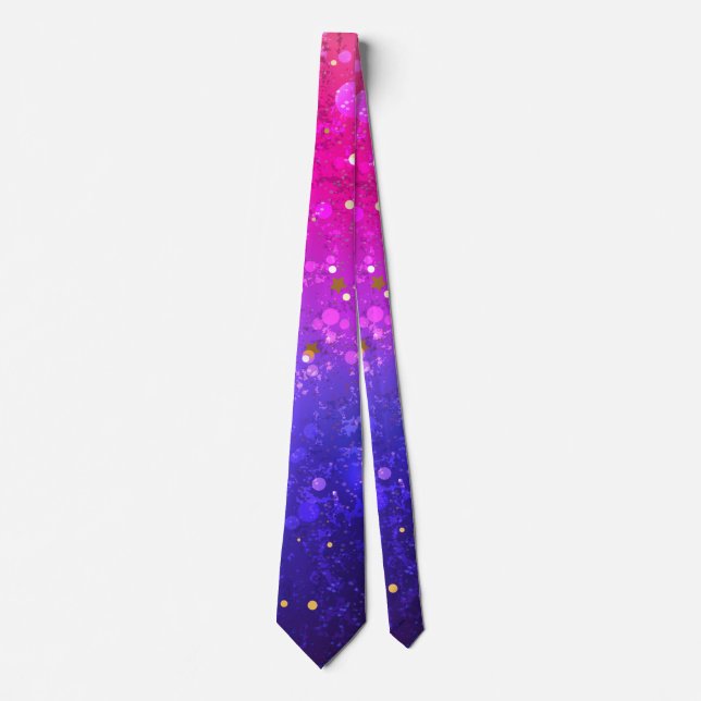 Shiny Pink Blue Background Tie (Front)