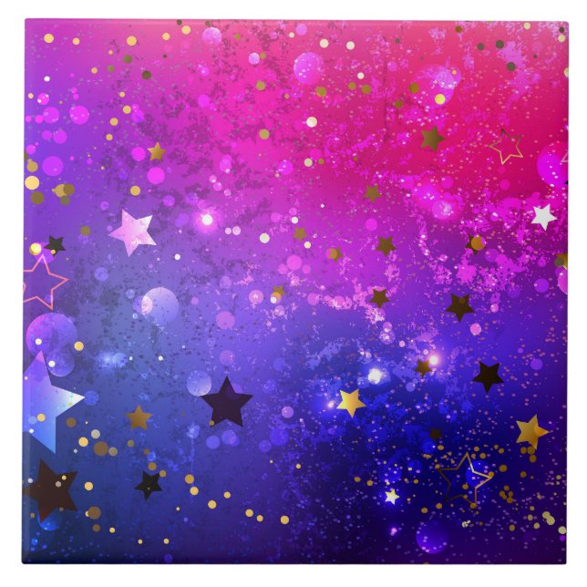 Shiny Pink Blue Background Tile (Front)