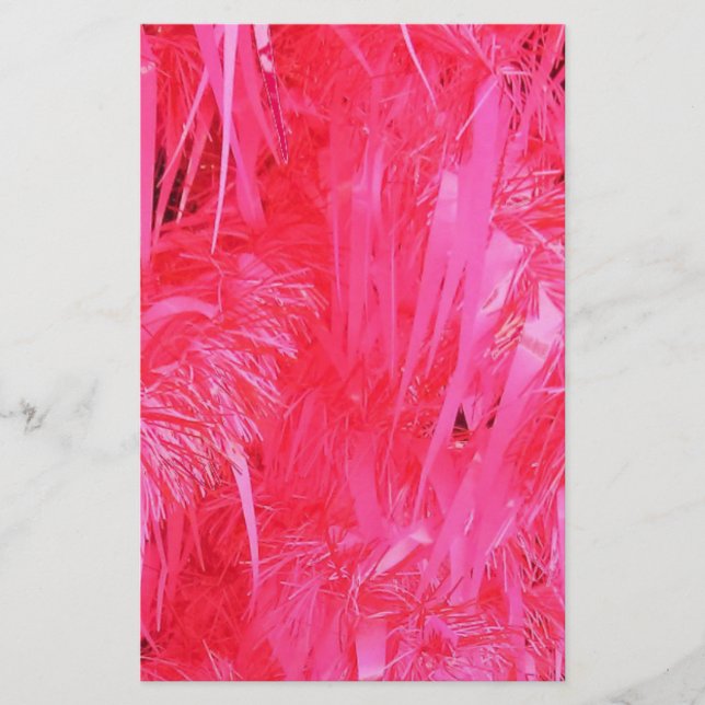 Shiny Pink Christmas Tree Stationery (Front)