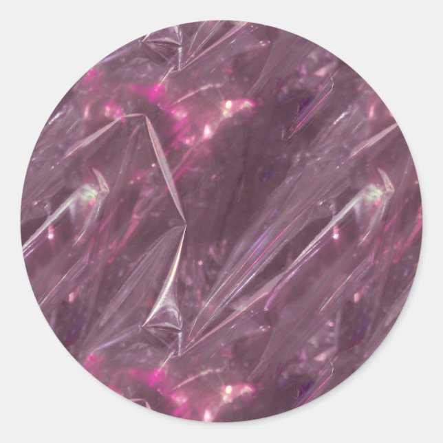 Shiny Pink Colour Folds Texture Pattern Classic Round Sticker (Front)
