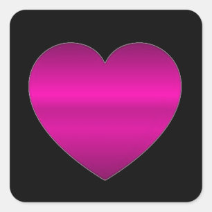 Shiny Pink Heart Square Sticker