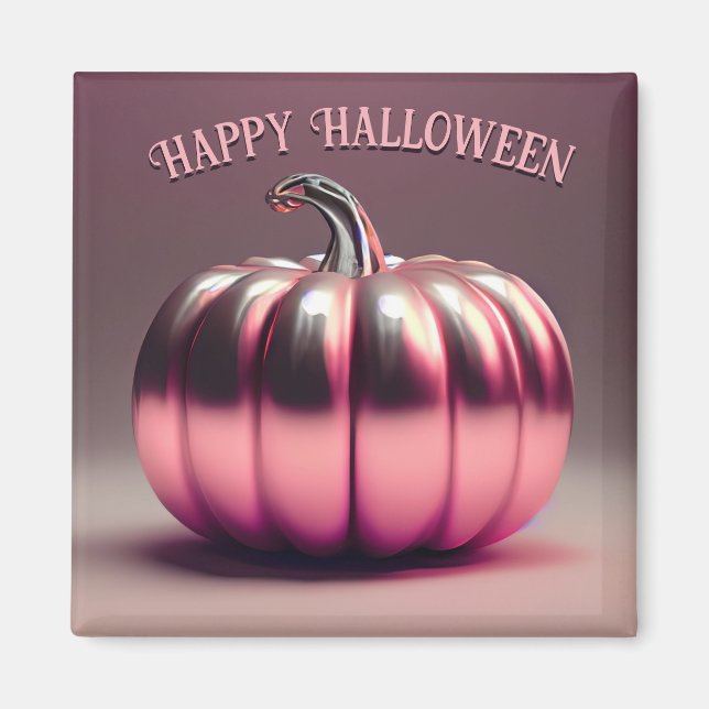 Shiny Pink Pumpkin Magnet (Front)