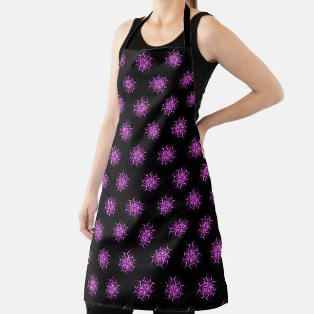 Shiny Pink Purple Flower Apron (Insitu)