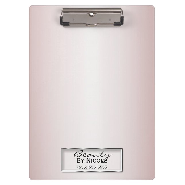 Shiny Pink Rose Glam Marble Modern Personalised Clipboard (Front)