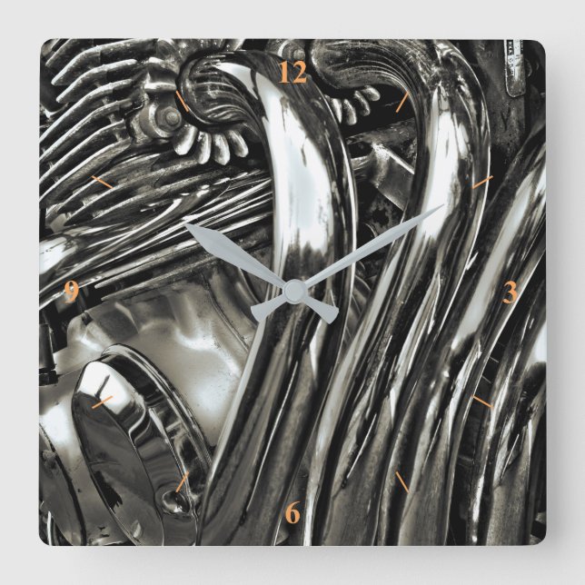 Shiny Pipes. Square Wall Clock (Front)