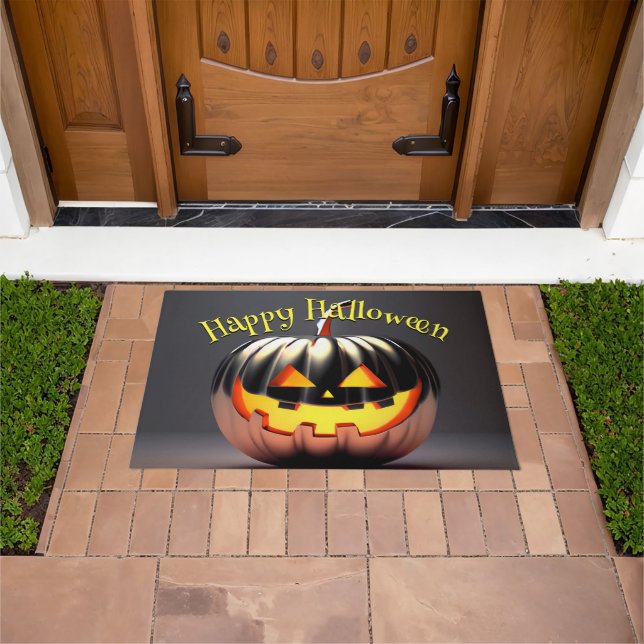 Shiny Pumpkin Halloween Doormat (Outdoor)