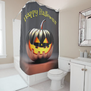 Shiny Pumpkin Halloween Shower Curtain