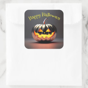 Shiny Pumpkin Halloween Square Sticker
