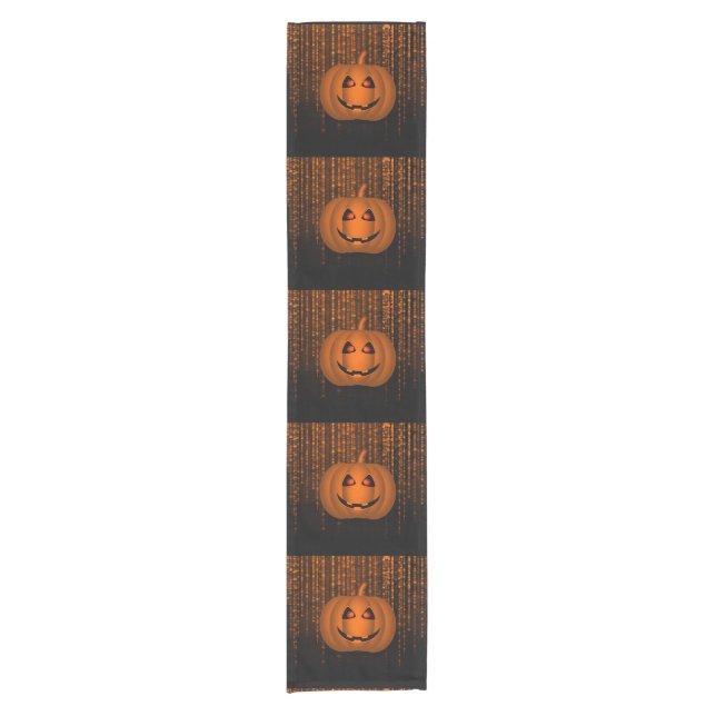 Shiny Pumpkins Orange String Lights Table Runner (Front)