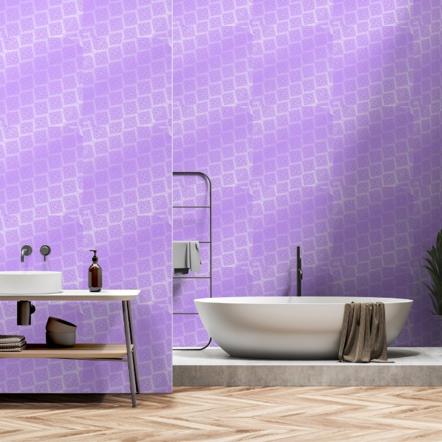 Shiny Purple Foil Lattice Wallpaper (Bathroom)
