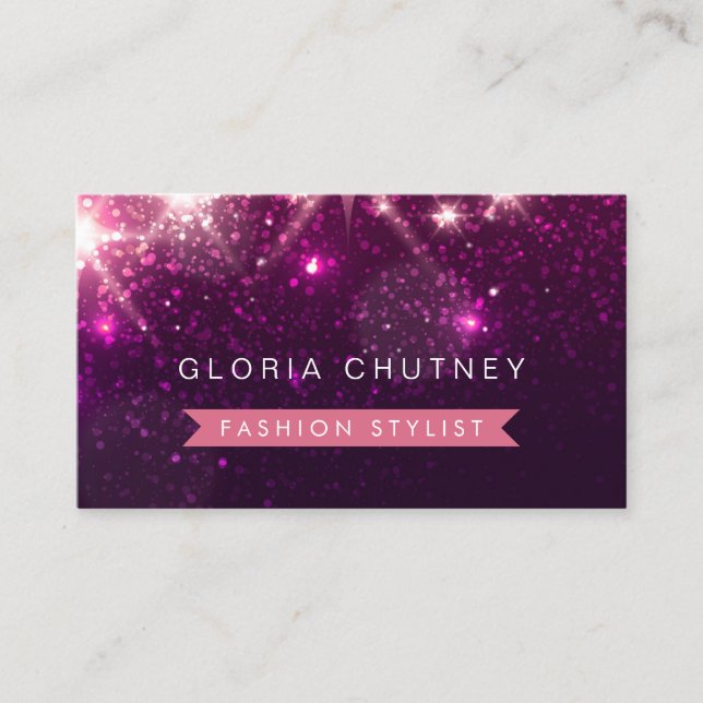 Shiny Purple Glitter - Fashion Stylist Business Card (Front)