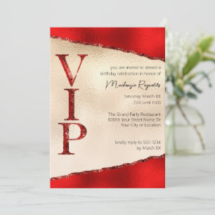 Shiny Red and Gold Glamourous VIP Party Invitation